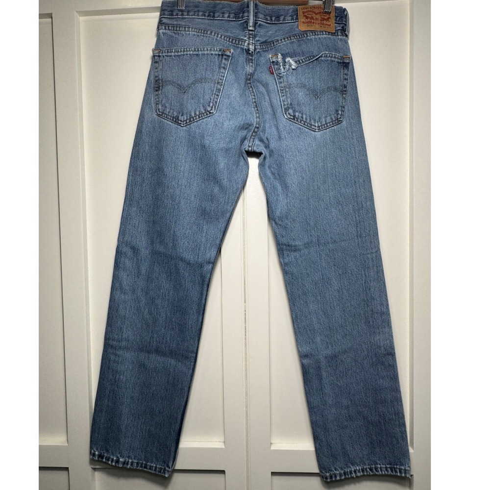 Levi Strauss 505 Mens Jeans Regular Fit Straight Leg Dark Wash W32 L32 - Picture 2 of 7